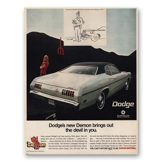 1971 Dodge Demon Brings Out the Devil In You Vintage Magazine Print Ad