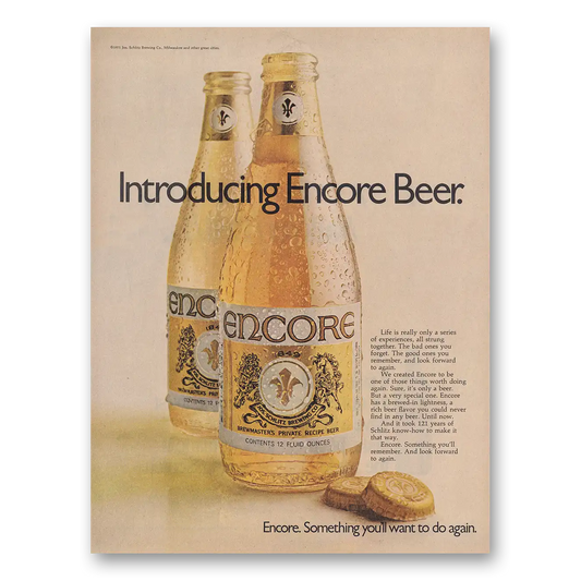 1971 Encore Beer Encore Beer Something Want To Do Again Vintage Magazine Print Ad