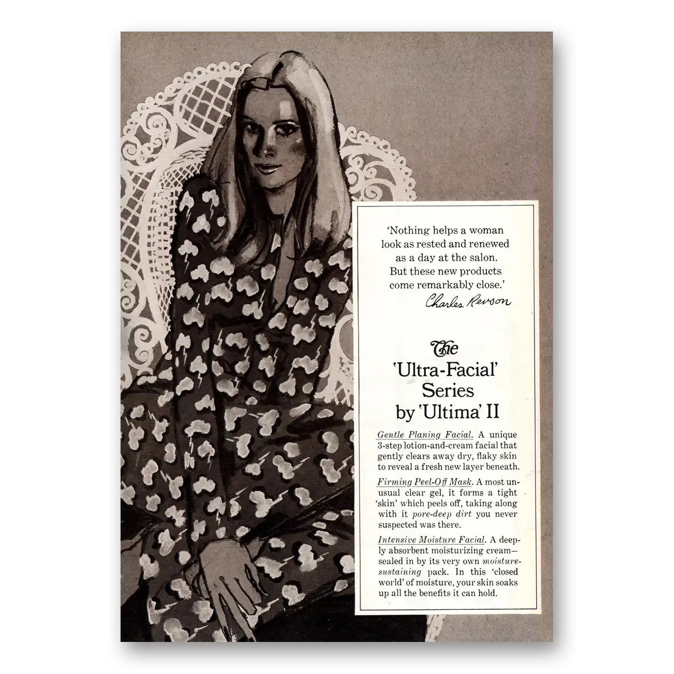 1971 Ultima II Ultra Facial Series Vintage Magazine Print Ad