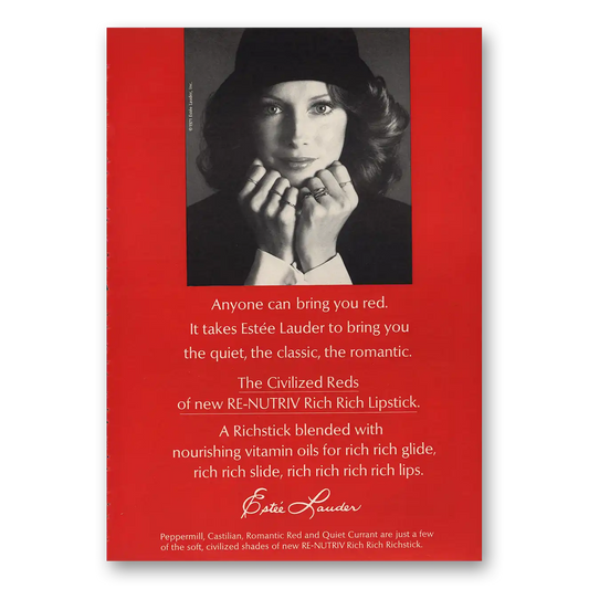 1971 Estee Lauder Anyone Can Bring You Red Vintage Magazine Print Ad