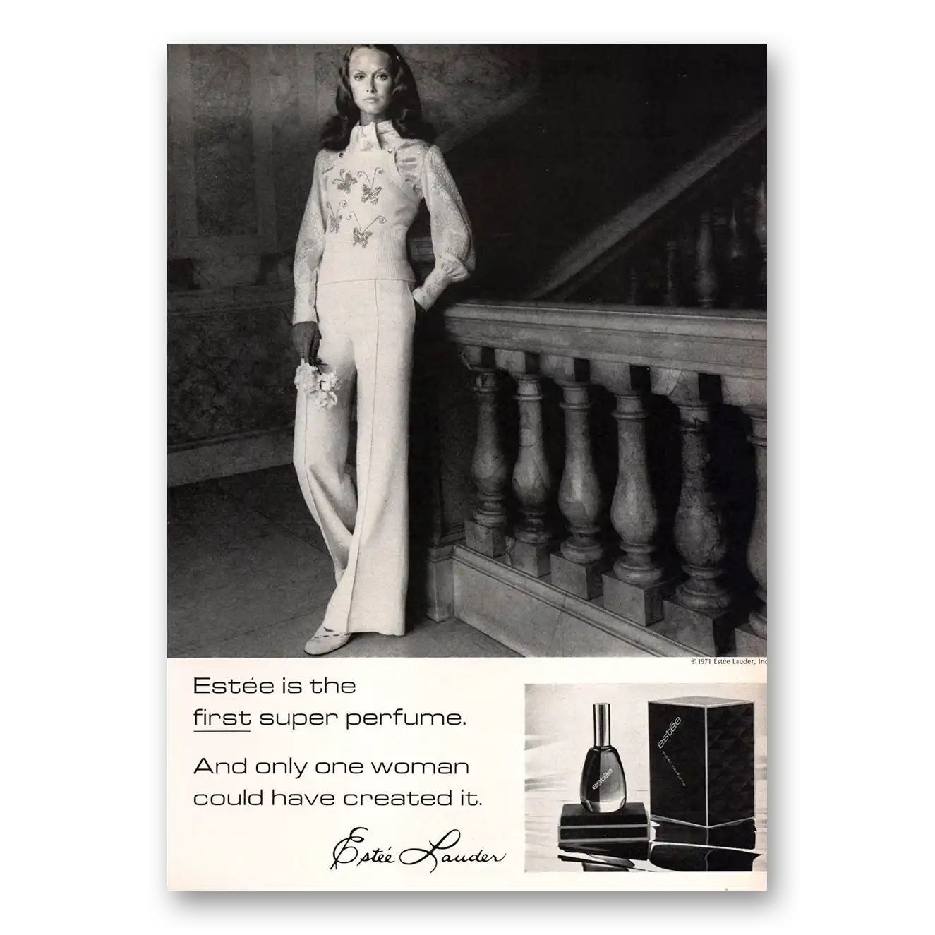 1971 Estee Lauder First Super Perfume Vintage Magazine Print Ad