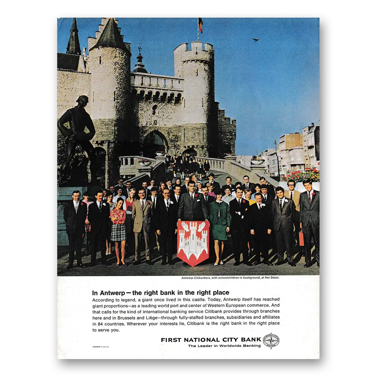 1971 First National City Bank Antwerp the Right Bank Vintage Magazine Print Ad