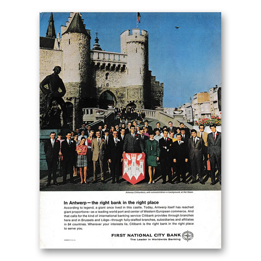 1971 First National City Bank Antwerp the Right Bank Vintage Magazine Print Ad