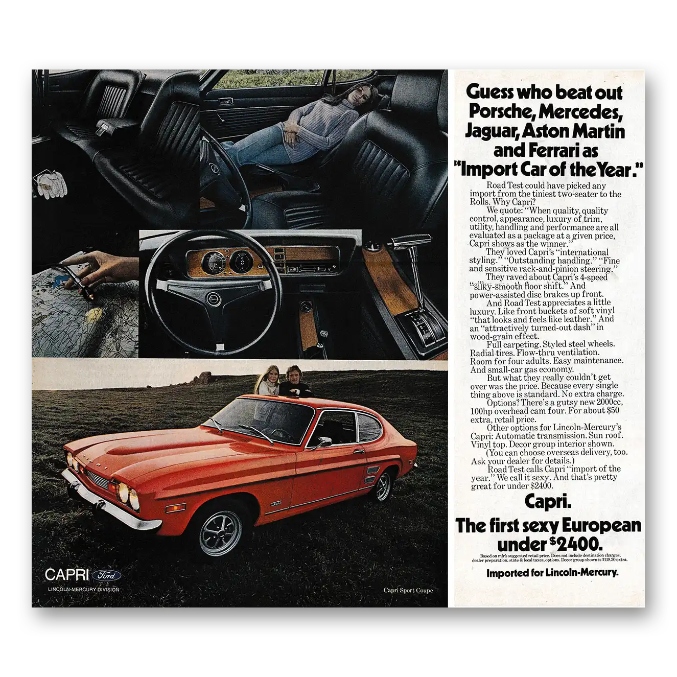 1971 Ford Capri Capri Guess Who Beat Out Porsche Mercedes Jaguar Vintage Magazine Print Ad