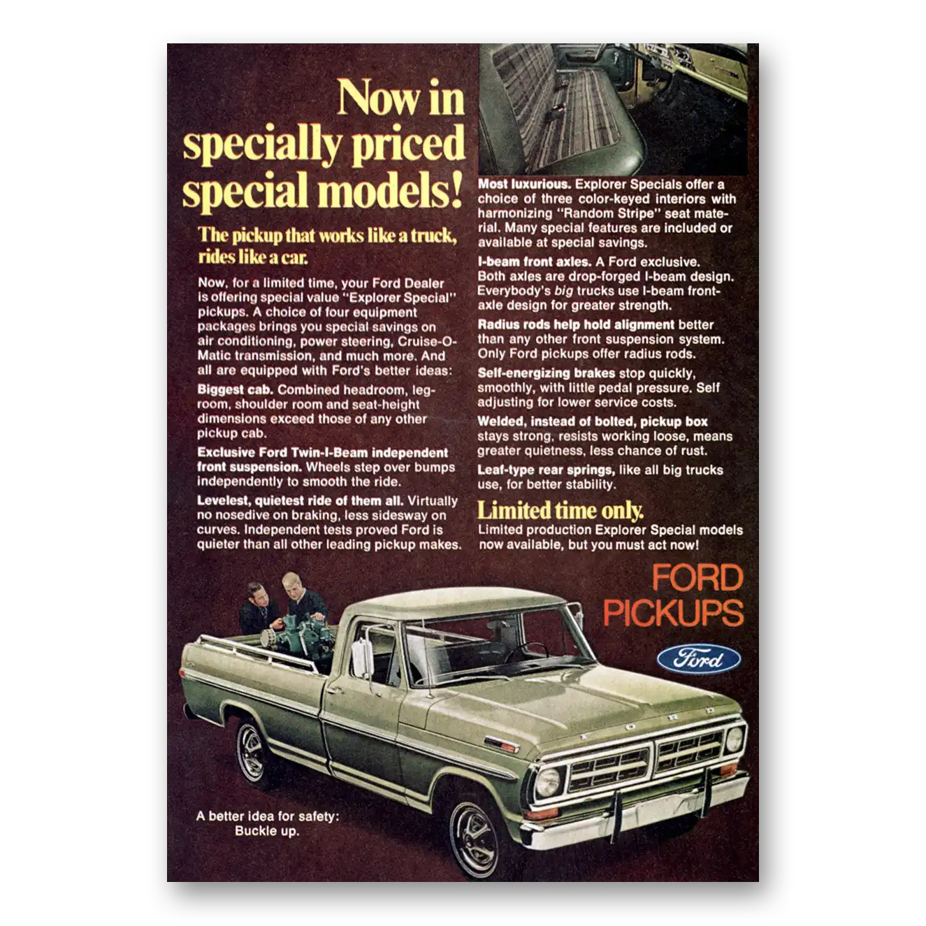 1971 Ford Pickup Special Models Vintage Magazine Print Ad