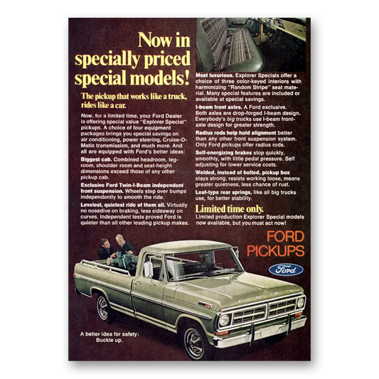 1971 Ford Pickup Special Models Vintage Magazine Print Ad