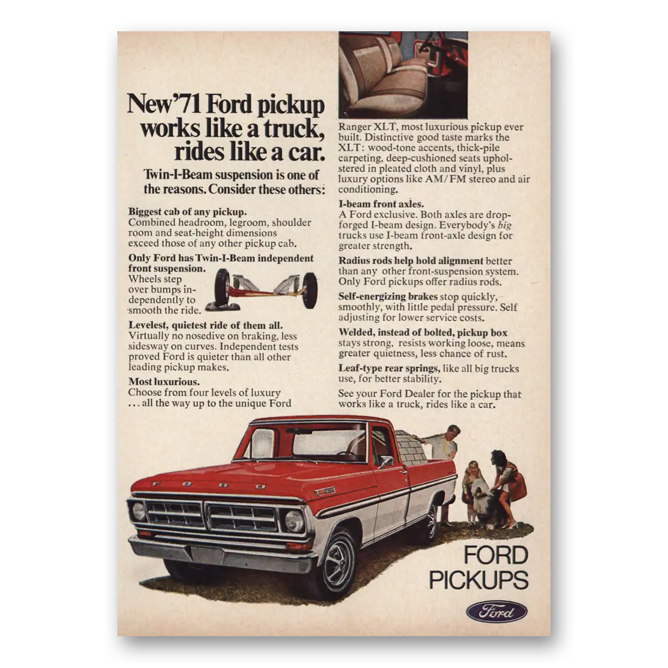 1971 Ford Pickup Works Like a Truck Rides Like a Car Vintage Magazine Print Ad