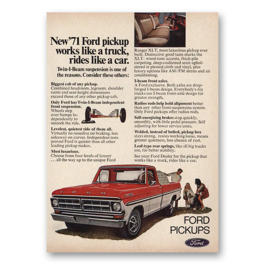 1971 Ford Pickup Works Like a Truck Rides Like a Car Vintage Magazine Print Ad