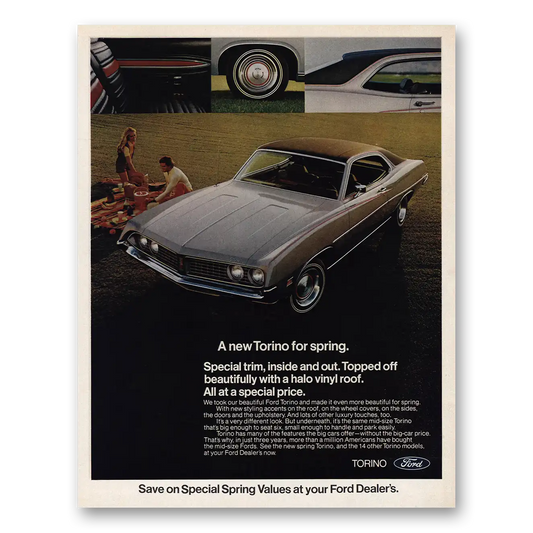 1971 Ford Torino Special Trim Inside and Out Vintage Magazine Print Ad