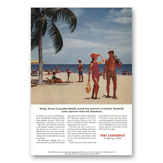 1971 Fort Lauderdale Florida Never Winter Beach Vintage Magazine Print Ad