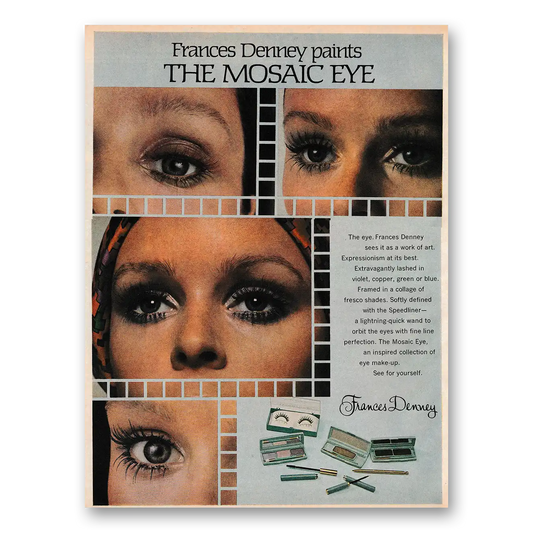 1971 Frances Denney Paints the Mosaic Eye Vintage Magazine Print Ad