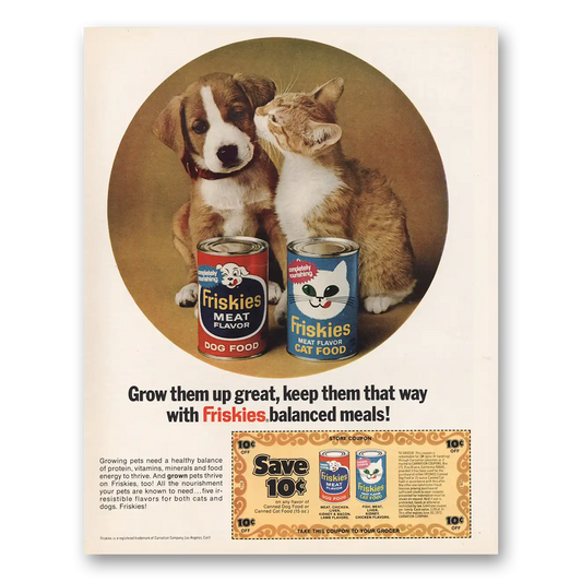 1971 Friskies Cat Food Friskies Dog Cat Good Grow Them Up Great Vintage Magazine Print Ad