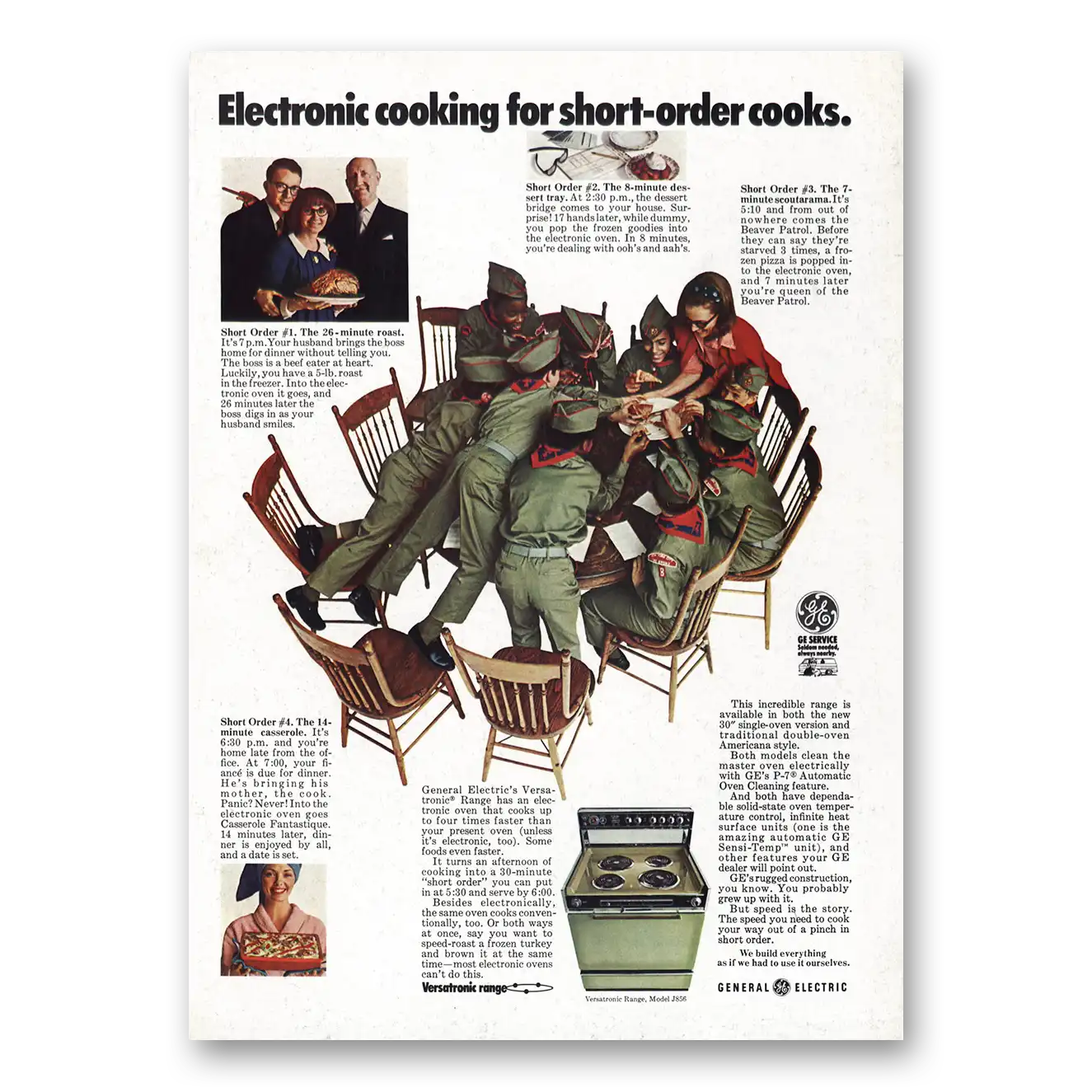 1971 General Electric Oven Electronic Cooking Short Order Cooks Vintage Magazine Print Ad