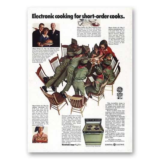 1971 General Electric Oven Electronic Cooking Short Order Cooks Vintage Magazine Print Ad