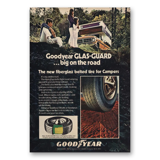 1971 Goodyear Tires Glas Guard Big On the Road Vintage Magazine Print Ad