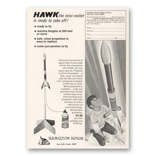 1971 Hawk the Mini Rocket Ready to Take Off Vintage Magazine Print Ad