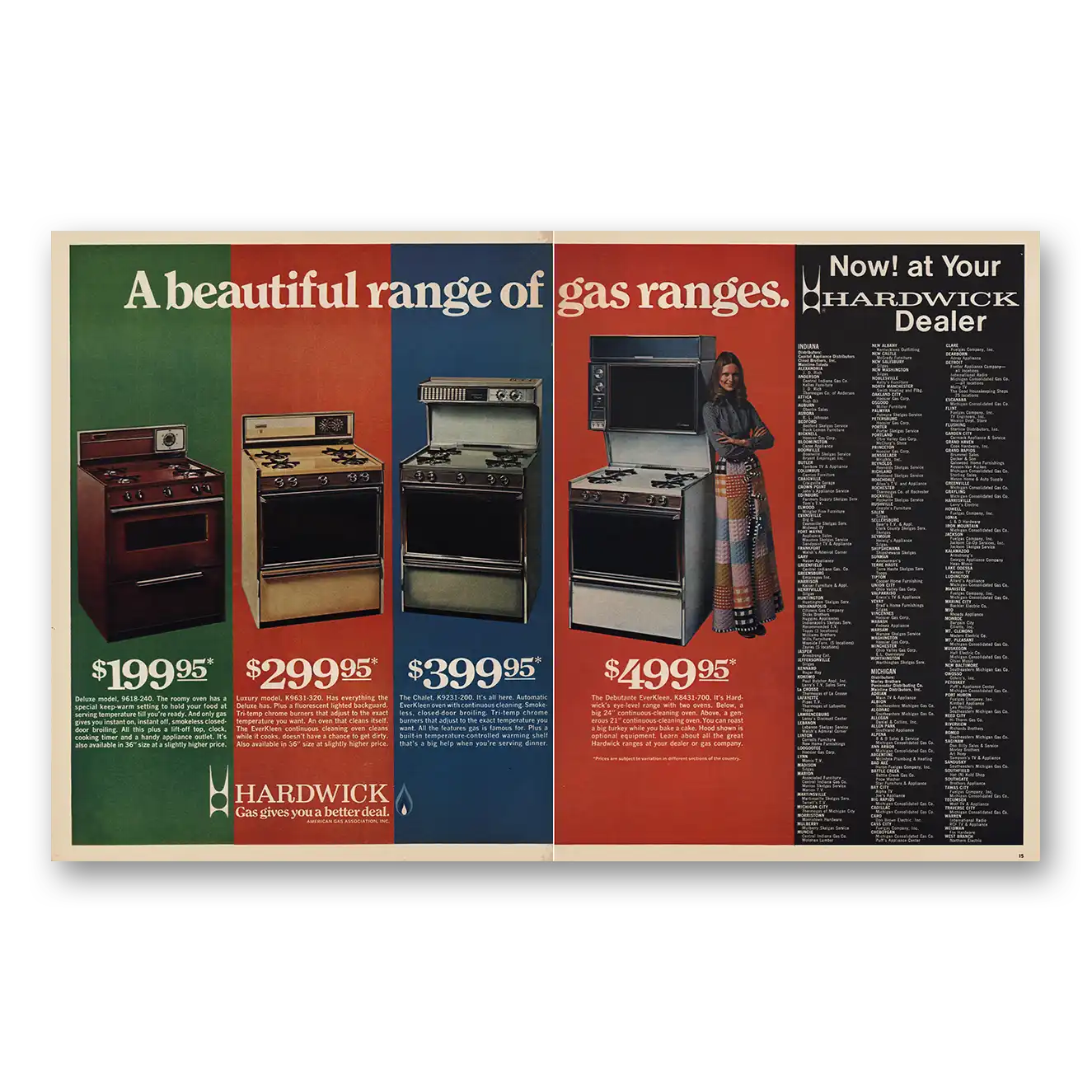 1971 Hardwick Stove Company Beautiful Range of Gas Ranges Vintage Magazine Print Ad