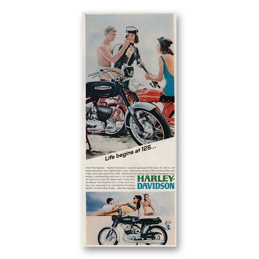 1971 Harley Davidson 125 Life Begins at 125 Vintage Magazine Print Ad