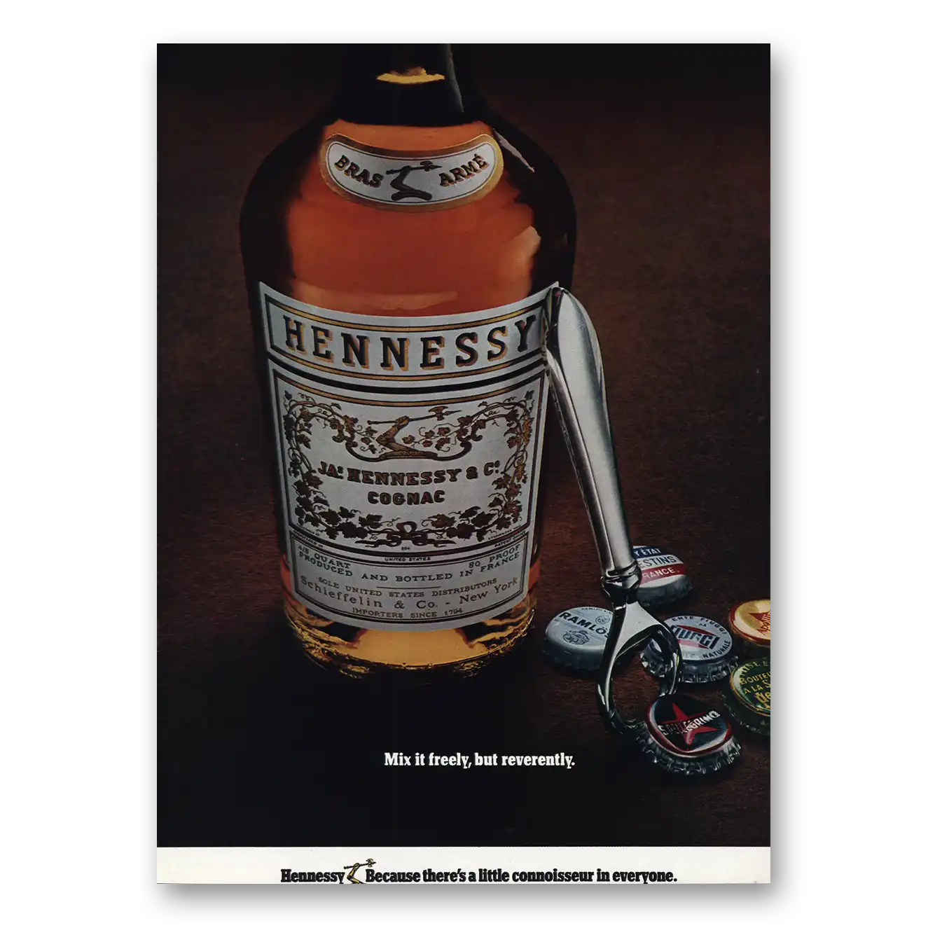 1971 Hennessy Cognac Mix It Freely But Reverently Vintage Magazine Print Ad