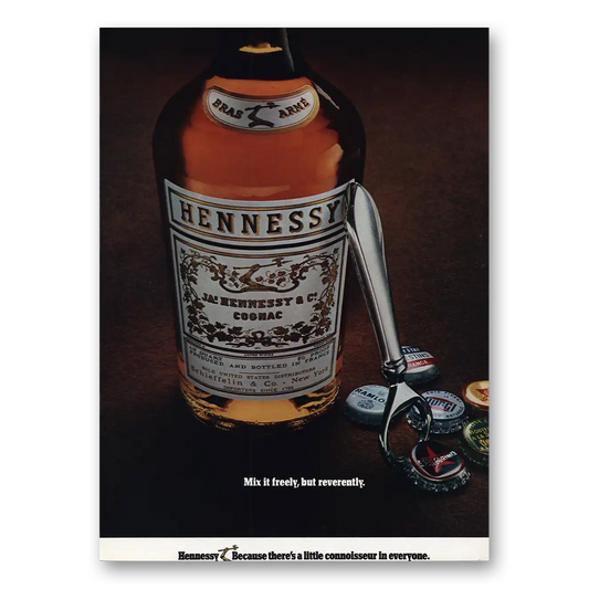 1971 Hennessy Cognac Mix It Freely But Reverently Vintage Magazine Print Ad