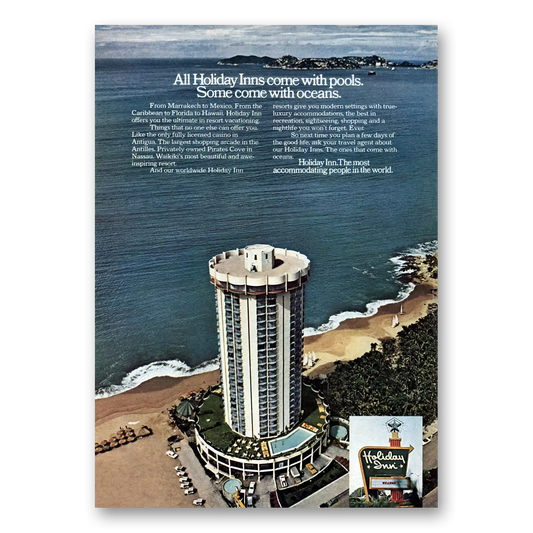 1971 Holiday Inn Some Come With Oceans Vintage Magazine Print Ad