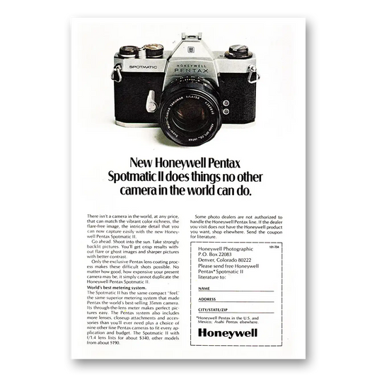 1971 Pentax Spotmatic Camera Does Things No Other Camera Vintage Magazine Print Ad