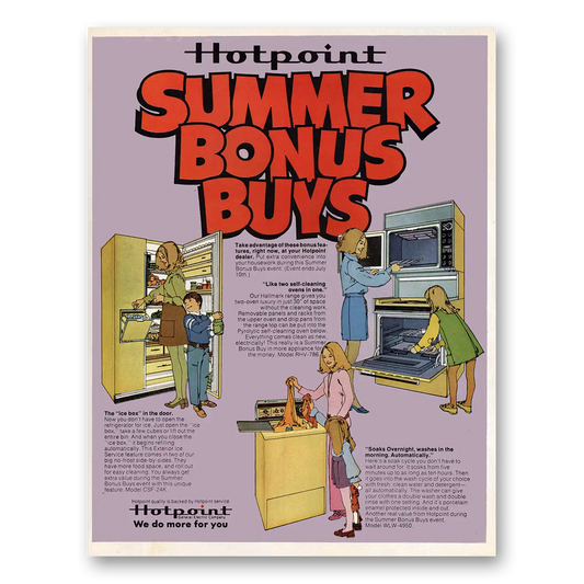 1971 Hotpoint Refrigerator Summer Bonus Days Vintage Magazine Print Ad