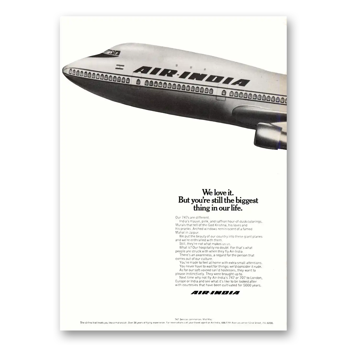 1971 Air India We Love It Our 747s Are Different Vintage Magazine Print Ad