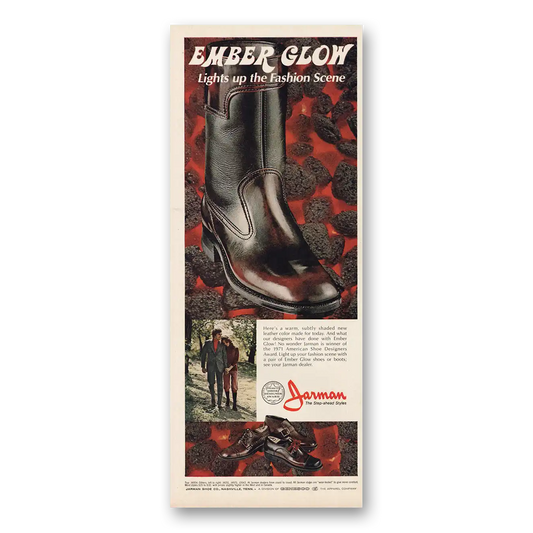 1971 Jarman Shoes Ember Glow Light Up Fashion Scene Vintage Magazine Print Ad