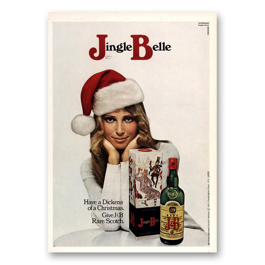 1971 J&B Scotch Whisky Jingle Belle Have a Dickens of Christmas Vintage Magazine Print Ad