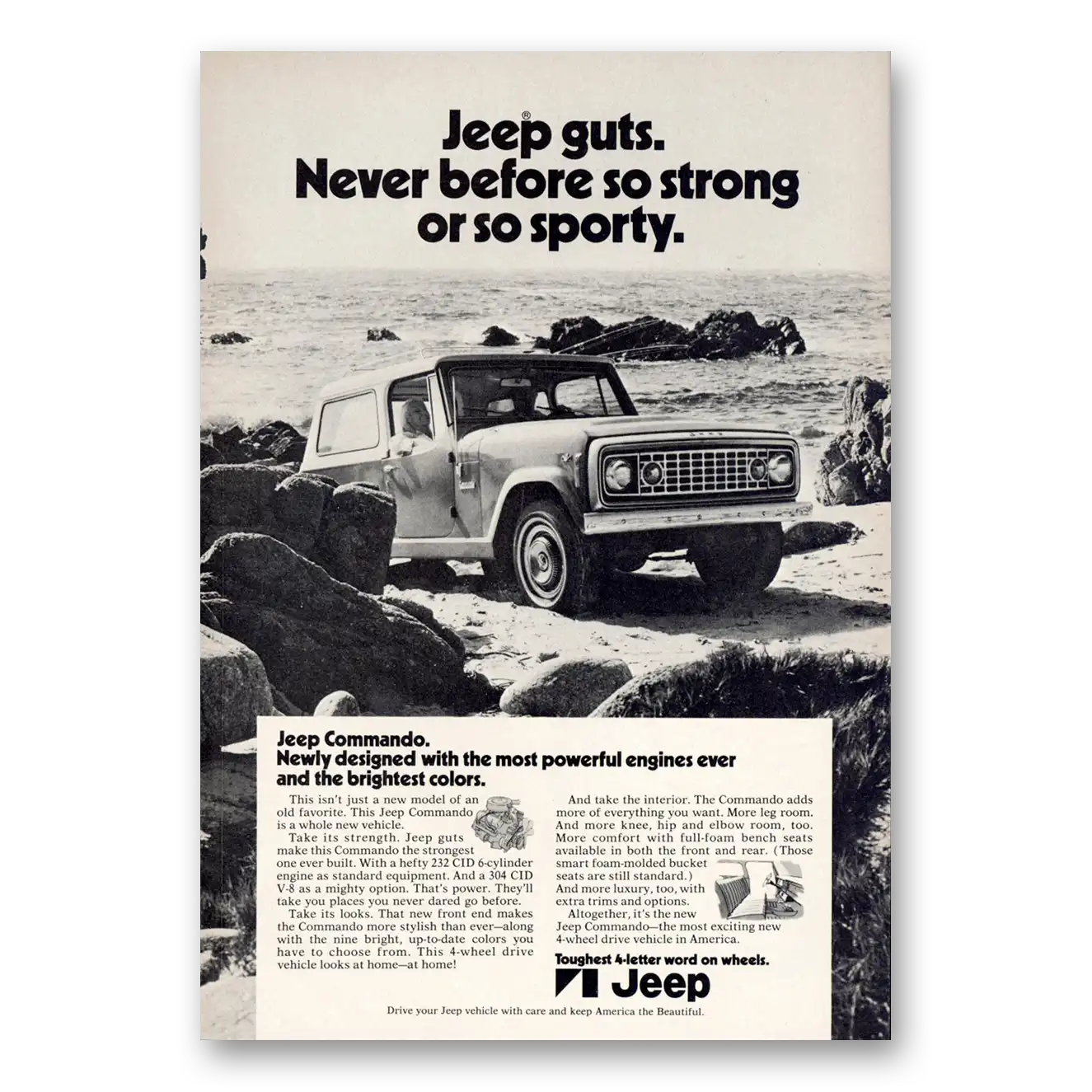 1971 Jeep Commando Never Before So Strong or So Sporty Vintage Magazine Print Ad