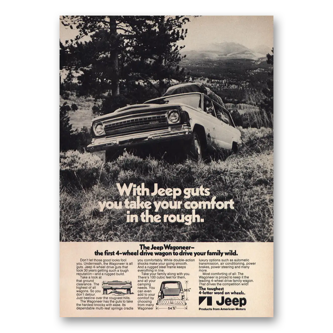 1971 Jeep Jeep Guts You Take Comfort In Rough Vintage Magazine Print Ad