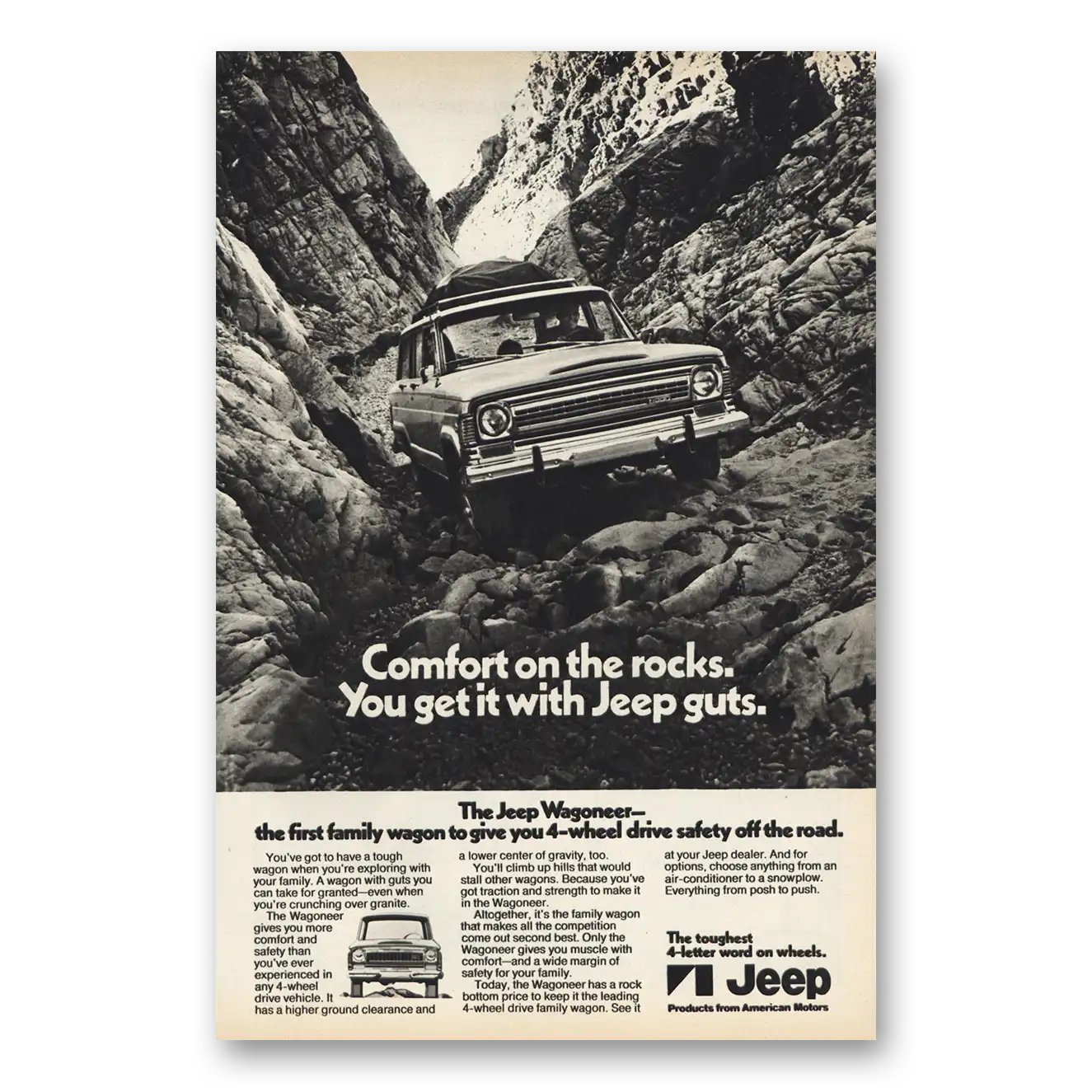 1971 Jeep Wagoneer Comfort On the Rocks Vintage Magazine Print Ad