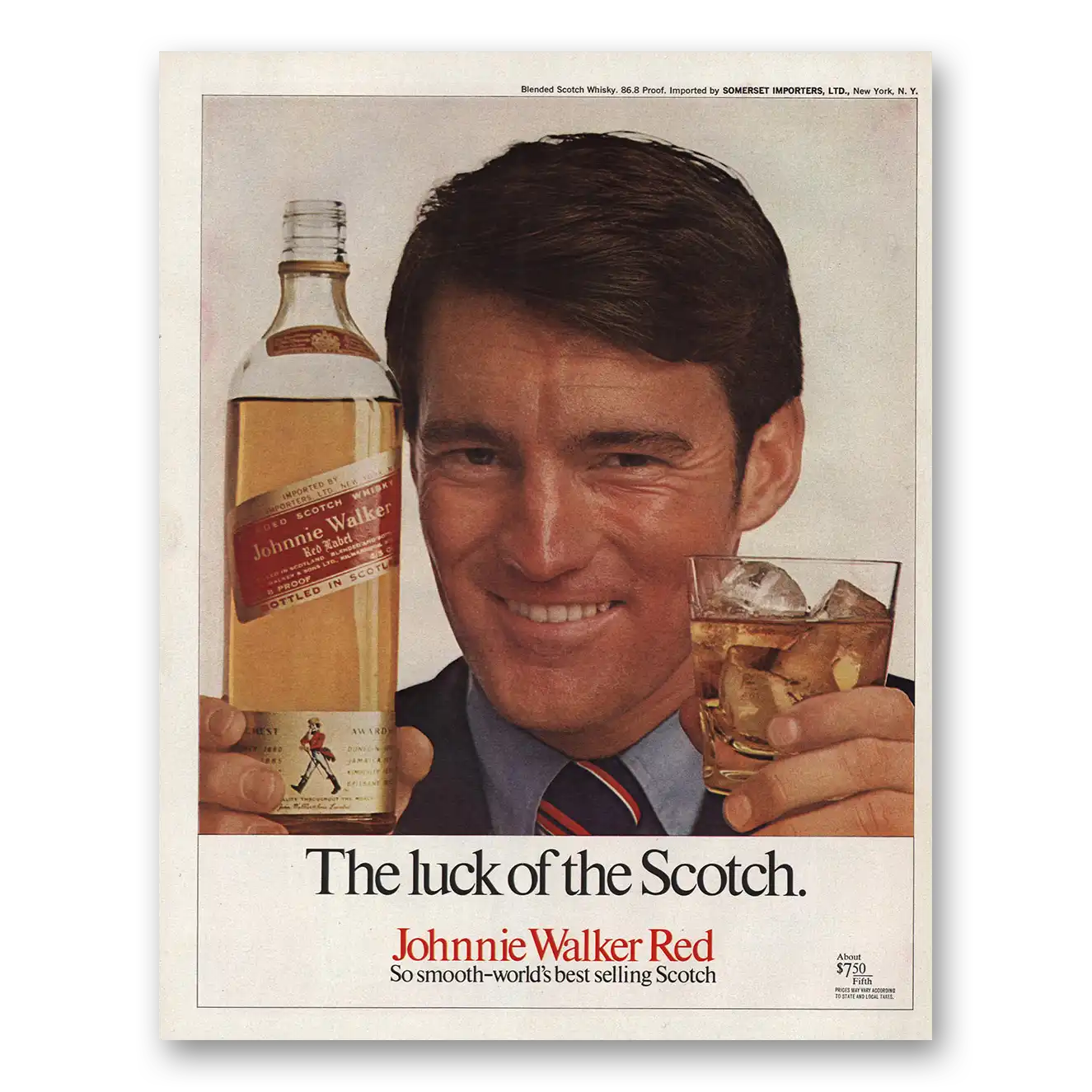 1971 Johnnie Walker Red Label Luck of the Scotch Vintage Magazine Print Ad