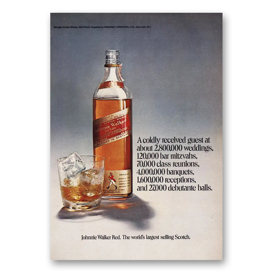 1971 Johnnie Walker Coldly Received Guest Vintage Magazine Print Ad