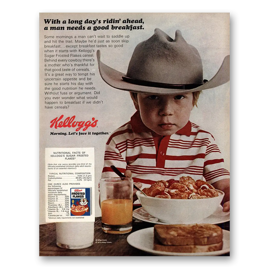 1971 Kelloggs Frosted Flakes Long Days Ridin Ahead Vintage Magazine Print Ad