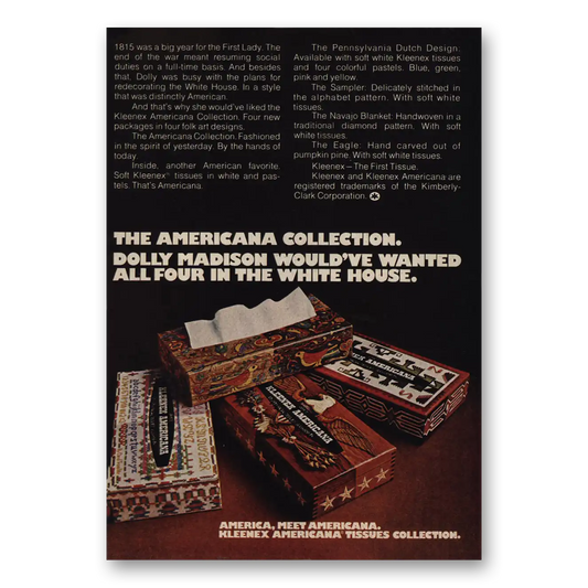 1971 Kleenex Tissues Americana Collection Dolly Madison Vintage Magazine Print Ad