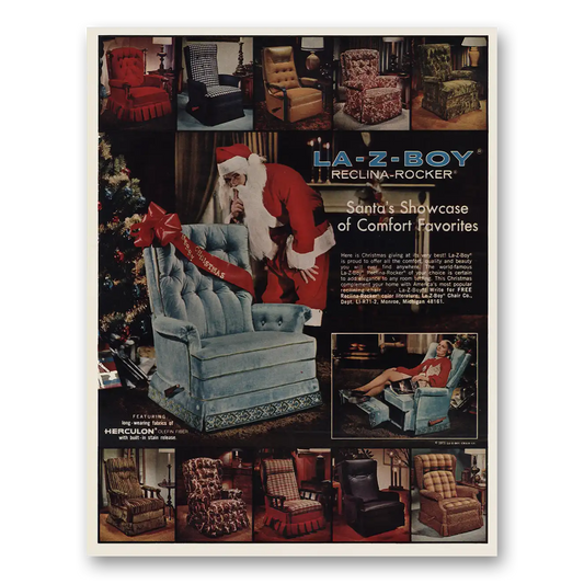 1971 La Z Boy Reclina Rocker Santas Showcase Comfort Favorites Vintage Magazine Print Ad