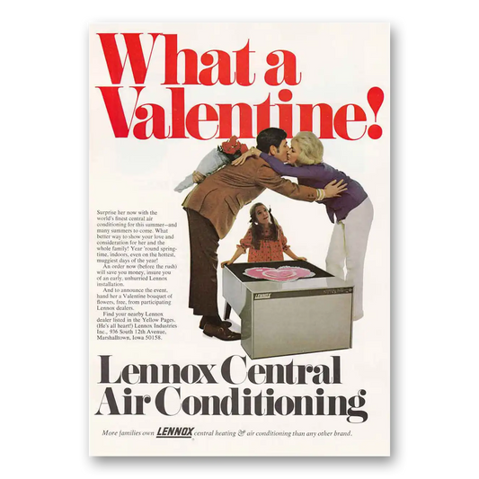 1971 Lennox Central Air Conditioning What a Valentine Vintage Magazine Print Ad