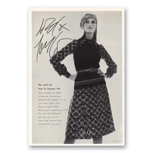 1971 Lord & Taylor Spirit of Yves St Laurant Vintage Magazine Print Ad