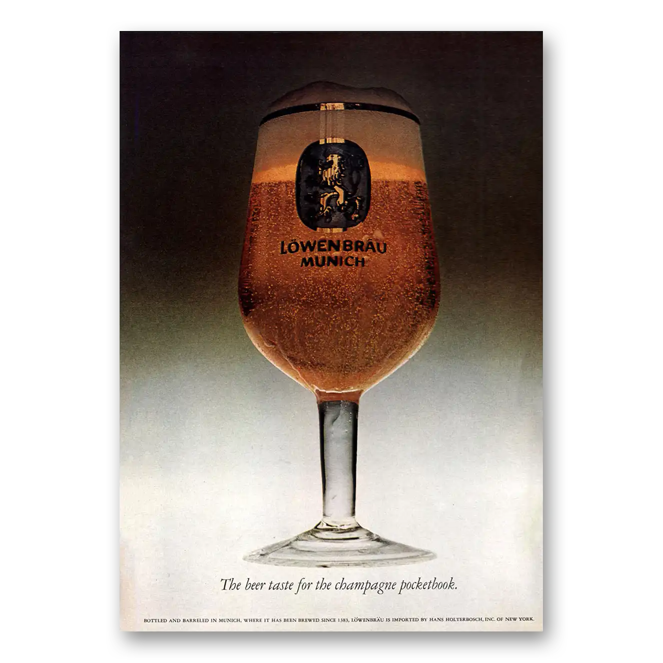 1971 Lowenbrau Beer Munich Champagne Pocketbook Vintage Magazine Print Ad