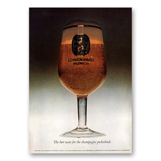 1971 Lowenbrau Beer Munich Champagne Pocketbook Vintage Magazine Print Ad