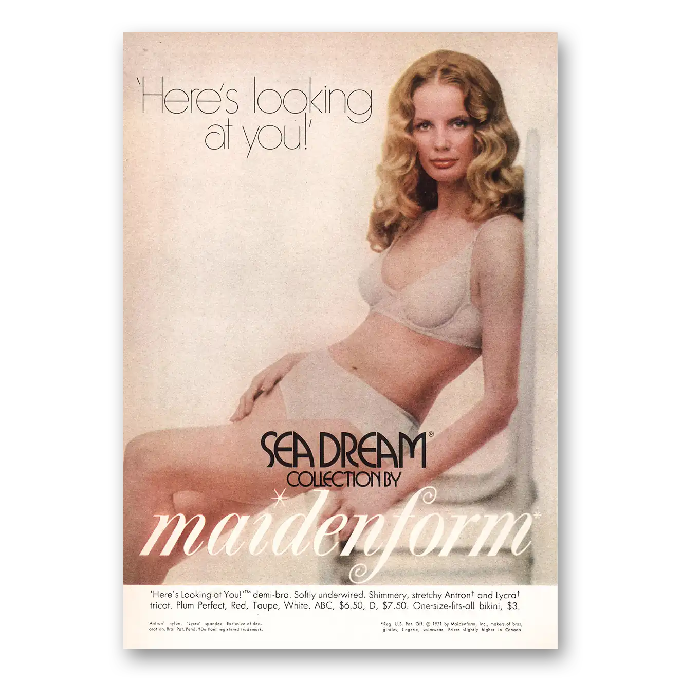 1971 Maidenform Undergarments Sea Dream Collection Vintage Magazine Print Ad