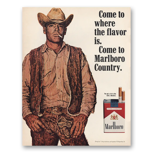 1971 Marlboro Cigarettes Come to Marlboro Country Vintage Magazine Print Ad