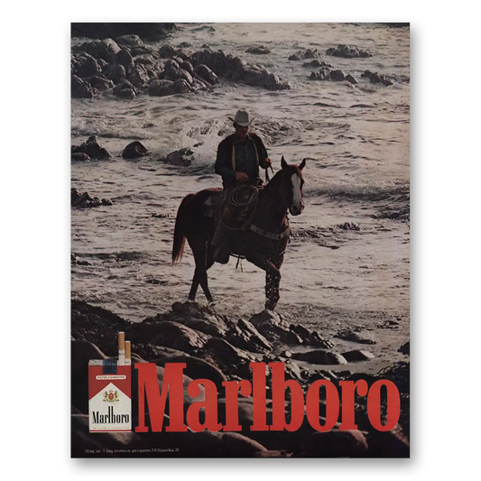 1971 Marlboro Cigarettes Horse Ocean Vintage Magazine Print Ad