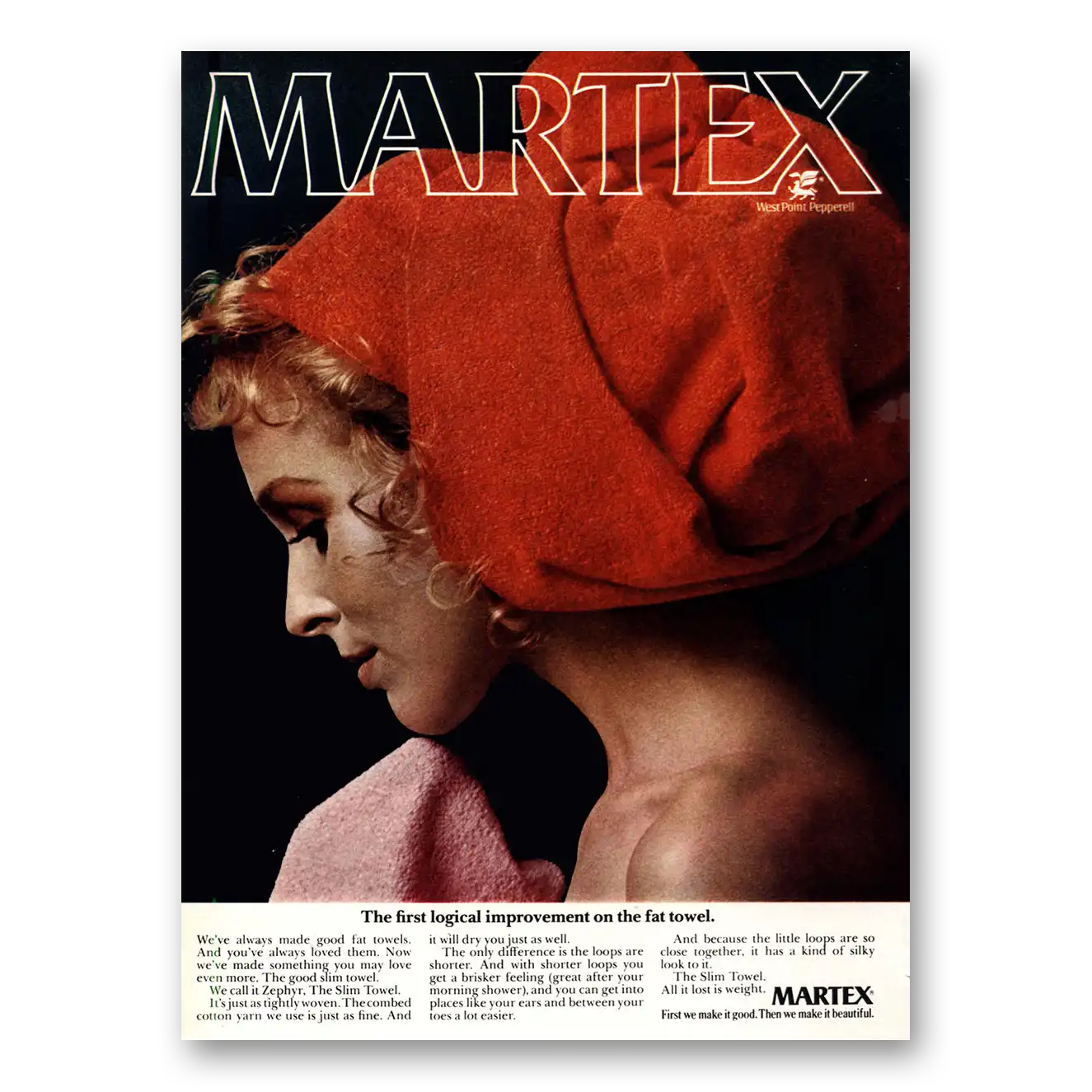 1971 Martex Towels Logical Improvement On the Fat Towel Vintage Magazine Print Ad