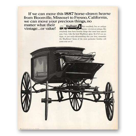 1971 Mayflower Moving Trucks Horse Drawn Hearse Boonville Missouri Vintage Magazine Print Ad