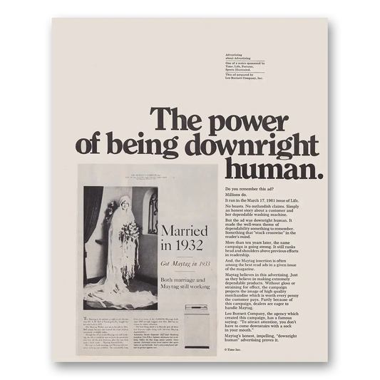 1971 Maytag Washer Dryer Power of Being Downright Human Vintage Magazine Print Ad