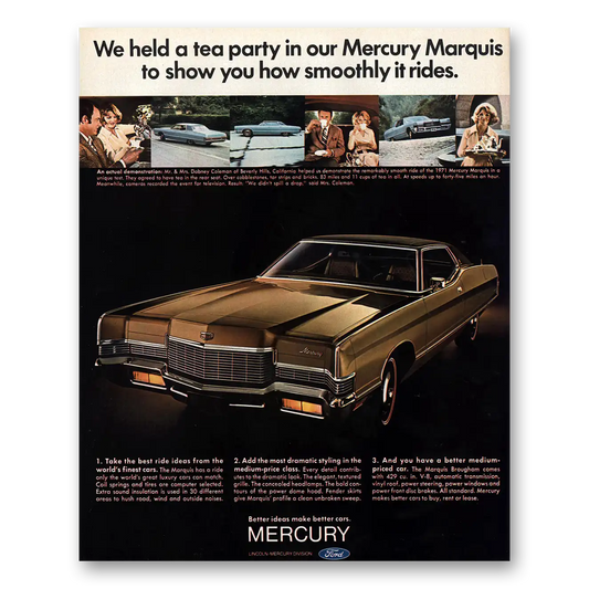 1971 Mercury Marquis We Held a Tea Party Vintage Magazine Print Ad