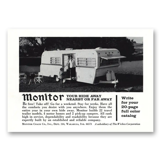 1971 Monitor Coach Your Hide Away Vintage Magazine Print Ad